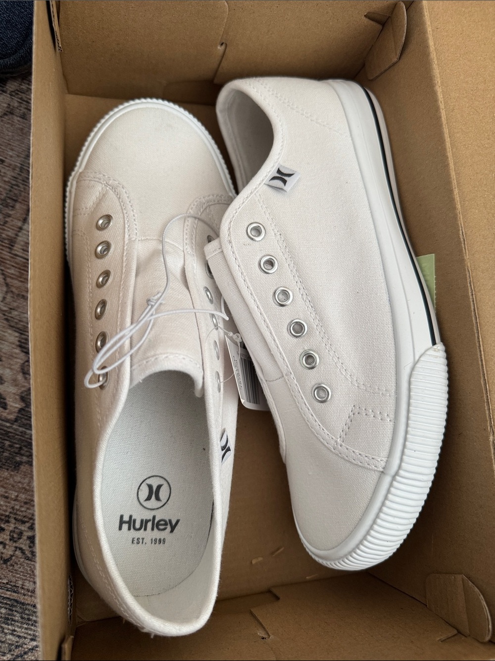 Hurley Off-White Canvas Slip-On Sneakers